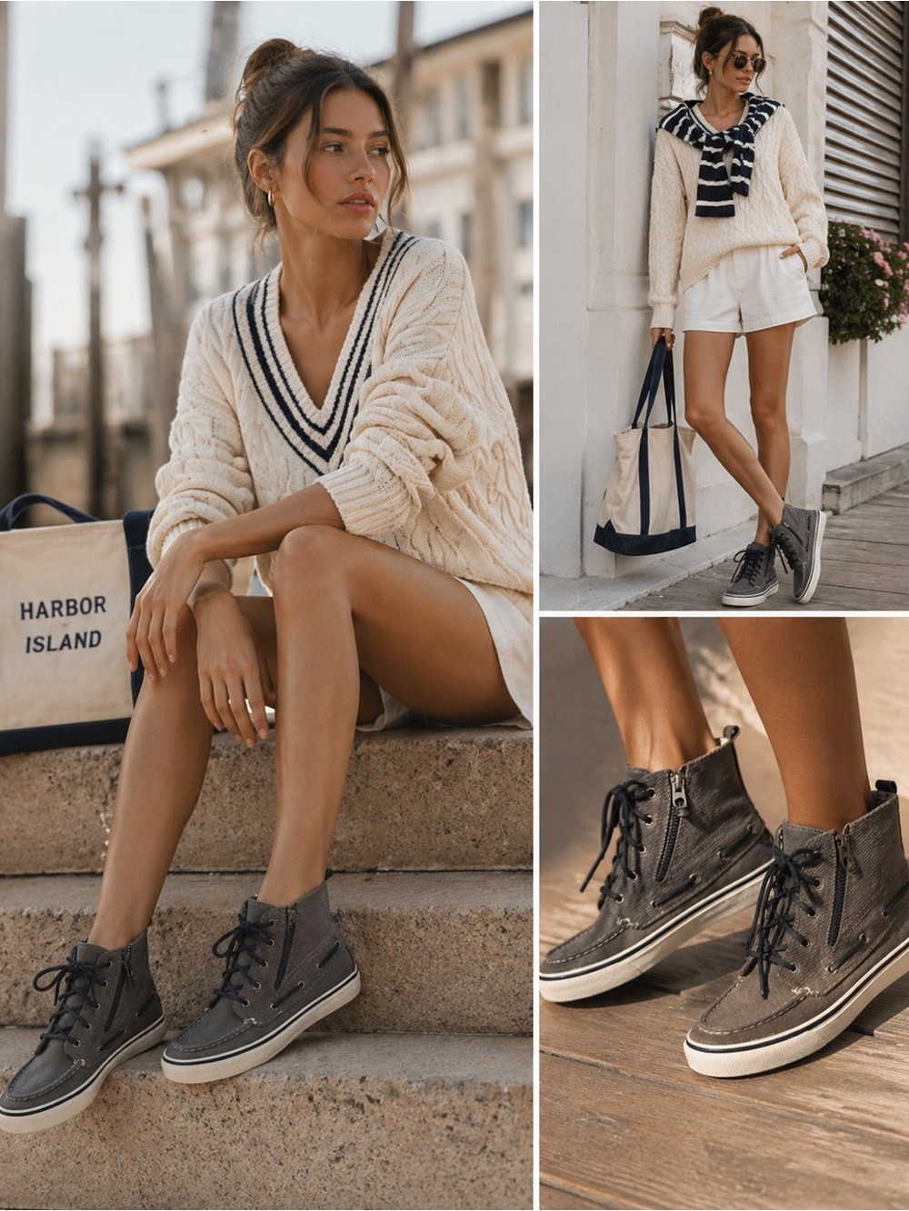 High top Topsiders Sperry Dockside Lace-Up Boots Mixed Media The preppiest